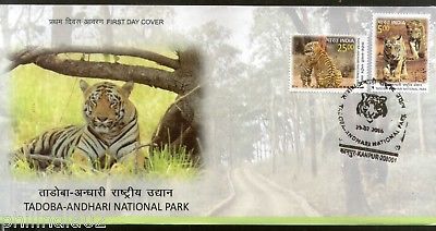 India 2016 Tadoba Andhari National Park Tiger Reserve Wildlife Aninal 2v FDC