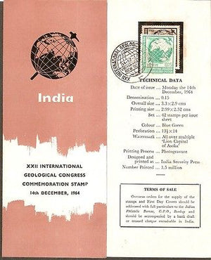 India 1964 Geological Congress Phila-410 VIGYAN BHAVAN Sp. Place Folder
