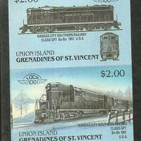 St. Vincent Gr. Union 1987 Kansas City Class GP7 USA Locomotive Sc 55 Imperf MNH