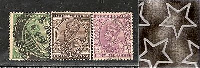 India 3 Diff KG V ½A 1A & 1A3p ERROR WMK - Multi Star Inverted Used as Scan 2233