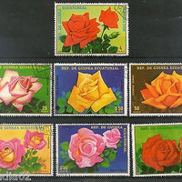 Guinea Equatorial 1975 Roses Flowers Flora Plant 7v Set Cancelled # 5404A