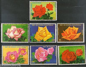 Guinea Equatorial 1975 Roses Flowers Flora Plant 7v Set Cancelled # 5404A