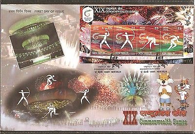 India 2010 XIX Commonwealth Games Sport M/s on Private FDC # 10822-3
