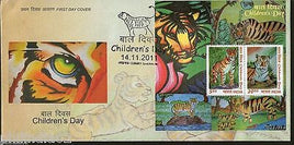 India 2011 Children´s Day Tiger Cub Animals Wild Life M/s on FDC RARE