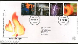 Great Britain 2000 Millennium Projects Fire & Light Locomotive 4v FDC # F75