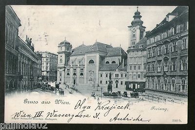 Austria 1901 Freyung Wien Vienna Vintage Picture Post Card to France # PC17
