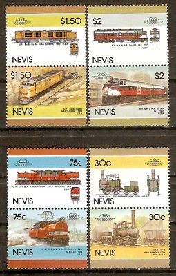 Nevis 1985 Locomotive Railway Train Transport 8v MNH