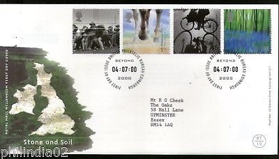 Great Britain 2000 Millennium Projects Stone & Soil Cycle Horse 4v FDC # F38