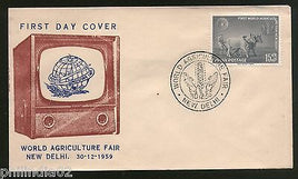 India 1959 World Agriculture Fair Phila-341 New Delhi Canc. Private FDC # B1398