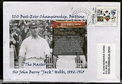 Spain 2012 Sir John Berry Jack Hobbs Cricket Customized Stamp on Used Cover #554