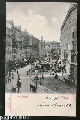 Austria 1902 Graben Street Wien Vienna Vintage Picture Post Card to France #PC13