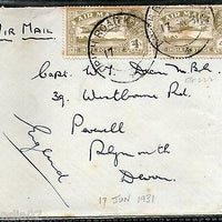 India 1931 KG V Air Mail Stamp on Cover Drigh Road Karachi to England # 1451-02