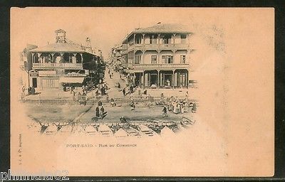 Egypt Port Said Rue De Commerce Ship View / Picture Post Card # PC086