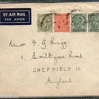 India 1937 KG V Multi Franked Cover Raniganj to England # 1452-20