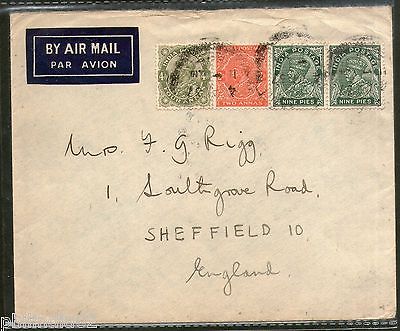 India 1937 KG V Multi Franked Cover Raniganj to England # 1452-20