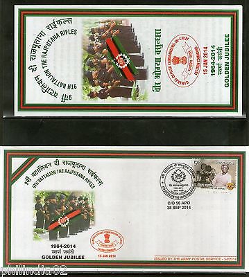 India 2014 9th Battalion Rajputana Rifles Military Coat of Arms APO Cover #6639B