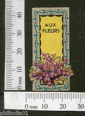 India 1950's Aux Fleurs French Print Vintage Perfume Label Multi-Colour # 1591