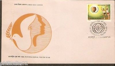 India 1985 Internat'al Youth Year Phila-1023 FDC