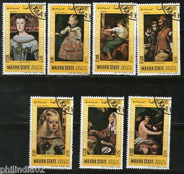 South Arabia - Mahara State Painting by Famous Painters Art 7v set Cancelled # 13060A