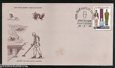 India 1980 Madras Sappers Phila-810 Special Cancelled ANNA ROAD MADRAS FDC 16474