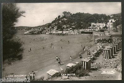 Spain 1957 Palma Mallorca Sea Beach Tourist View Picture Post Card to Finland #1