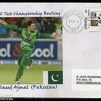 Spain 2012 Saeed Ajmal of Pakistan Cricket Customized Stamp on Used Cover # 555