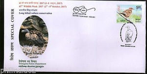 India 2017 Wildlife Week Long Billed Vulture Conservation Bird Special Cover # 6743