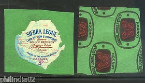 Sierra Leone 1964 3p J.F Kennedy Map Odd Shaped Self Adhesive Sc 265 MNH # 3782