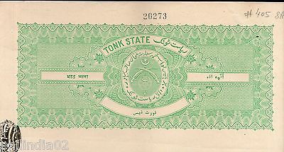 India Fiscal Tonk State 8 As Blank Stamp Paper Type 40 KM 405 Court Fee # 10542C
