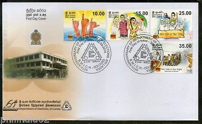 Sri Lanka 2015 Department of Election Ballot Flags Voters Finger 4v FDC# 18166