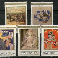 Russia 1989 Paintings & Porcelain Art Sc B160-64 MNH # 1258