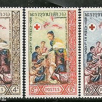 Laos 1963 International Red Cross Centenary Queen KKhamphouy Sc 85-87 MNH # 3902