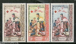 Laos 1963 International Red Cross Centenary Queen KKhamphouy Sc 85-87 MNH # 3902