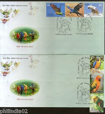 India 2016 Exotic Birds Parrot Blue Throated Macaw Wildlife Fauna Se-Tenant FDCs