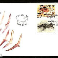 South Africa 1987 Petroglyphs Rock Painting Art Animals Sc 694-97 FDC # 16091