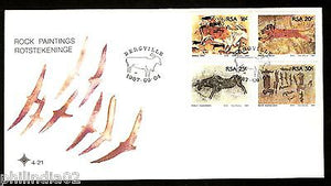 South Africa 1987 Petroglyphs Rock Painting Art Animals Sc 694-97 FDC # 16091