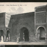 Morocco 1927 Meknes Bab Mansour Gate View / Picture Post Card to France # 125