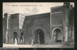 Morocco 1927 Meknes Bab Mansour Gate View / Picture Post Card to France # 125