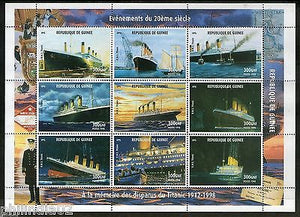 Guinea 1998 In the Memory of Missing the Titanic Ship Sheetlet of 9 MNH # 9026