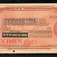 India Rs.500 Syndicate Bank Traveller's Cheques ' SPECIMEN ' RARE # 16132A