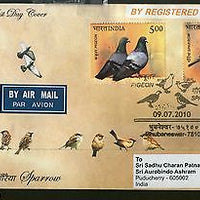 India 2010 Rock Pigeon & Sparrow Phila-2614a Commercial Used FDC - 38