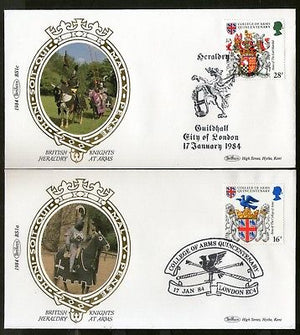 Great Britain 1984 College of Arms Knights at Arms Horse Benham Silk FDCs #13117