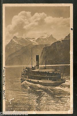 Switzerland 1934 Lake Lucerne Rotstock Steamer Used View Post Card to India 51