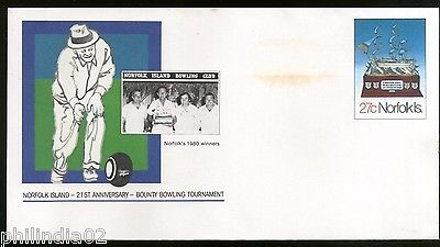 Norfolk Is. 1982 Bounyt Bowling Tournament Postal Stationery Envelope #16010