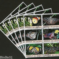 Angola 2000 Butterflies Papillon Insect Fauna Setenant BLK/6 Cancelled x5# 13489