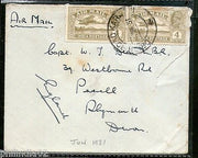 India 1931 KG V Air Mail Stamp on Cover Drigh Road Karachi to England # 1451-06