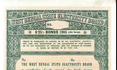 India 1985 West Bengal State Electricity Bonds 4th Series Blank Scarce # 10345M
