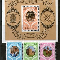 Grenada 1981 Princess Diana & Charles Royal Wedding 3v+M/s Sc 1051-54 MNH # 5094