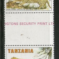 Tanzania 1984 Rare Species Leopard Wild Animals Gutter Pair Sc 259 MNH # 875