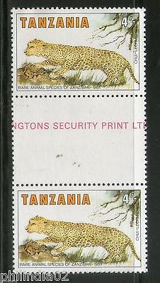 Tanzania 1984 Rare Species Leopard Wild Animals Gutter Pair Sc 259 MNH # 875